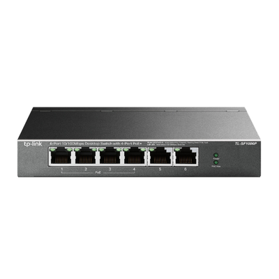 Switch PoE no Administrable de escritorio / 6 puertos 10/100 Mbps / 4 puertos PoE af/at / Presupuesto 67 W / Modo Extensor hasta 250 m / Calidad video prioritaria - Image 2